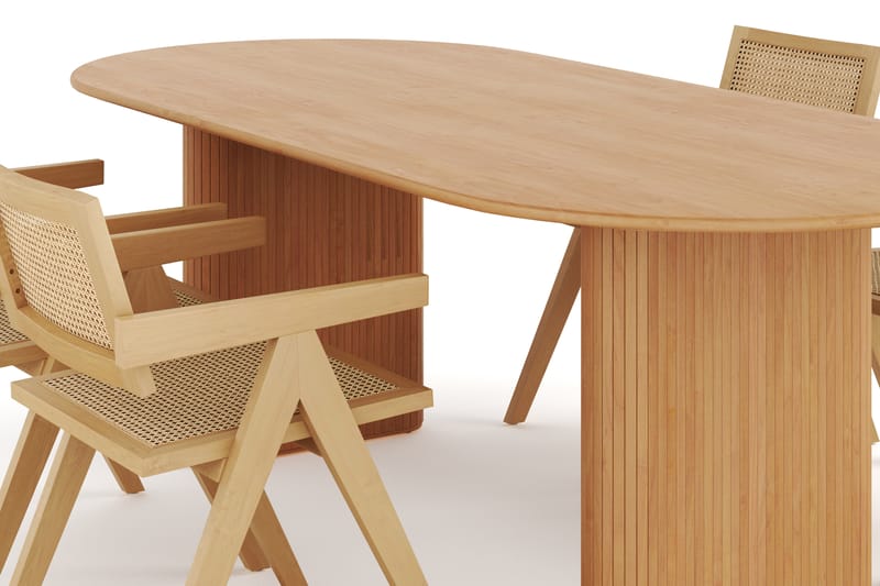 Noira Spisebord 220 cm Massiv Eg med 4 Hetklaf Spisebordssto - Brun - Møbler - Borde - Spisebordssæt