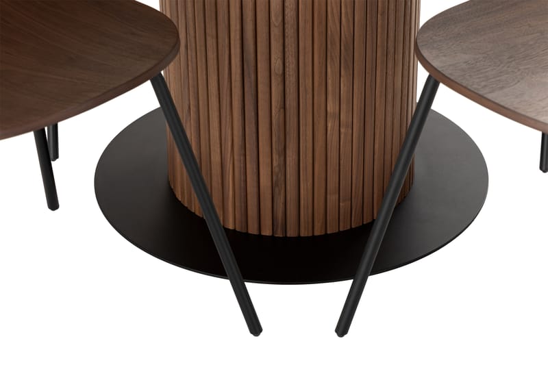 Noira Spisebordssæt 120 cm Rund inkl 4 Stole - Valnød/Natur - Møbler - Borde - Spisebordssæt