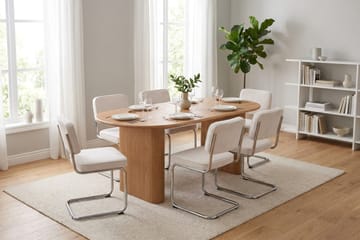 Noira spisegruppe rektangulær 180 cm eg med 6 Milva spisestole - Eg - Møbler - Borde - Spisebordssæt
