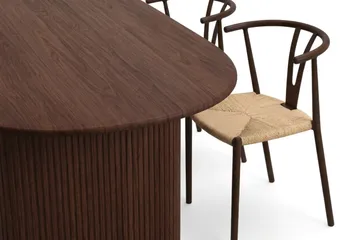 Noira spisegruppe rektangulær 180 cm valnød med 6 Elysia spisestole - Møbler - Borde - Spisebordssæt