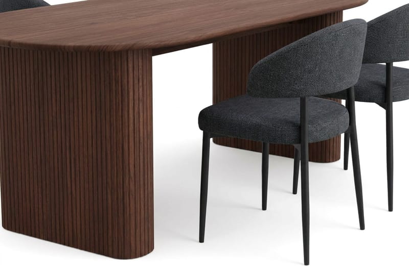 Noira spisegruppe rektangulær 180 cm valnød med 6 Sawako spisestole - Valnød - Møbler - Borde - Spisebordssæt