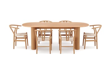 Noira spisegruppe rektangulær 220 cm eg med 6 Dastoori spisebordsstole - Eg - Møbler - Borde - Spisebordssæt