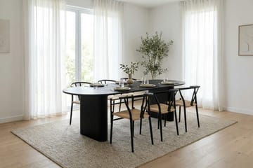 Noira spisegruppe udtræk 220-320 cm sort med 6 Elysia spisestole - Møbler - Borde - Spisebordssæt