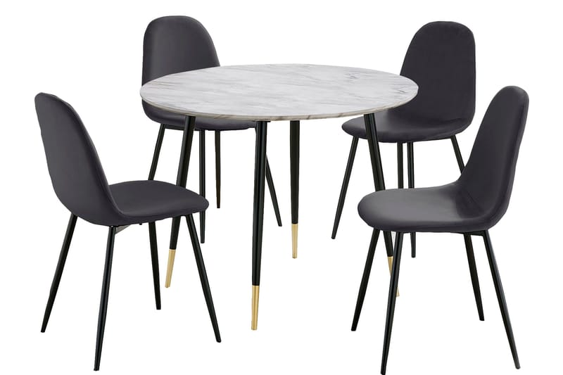 Oktoos Spisebordssæt 100 cm, Antracit/Hvid