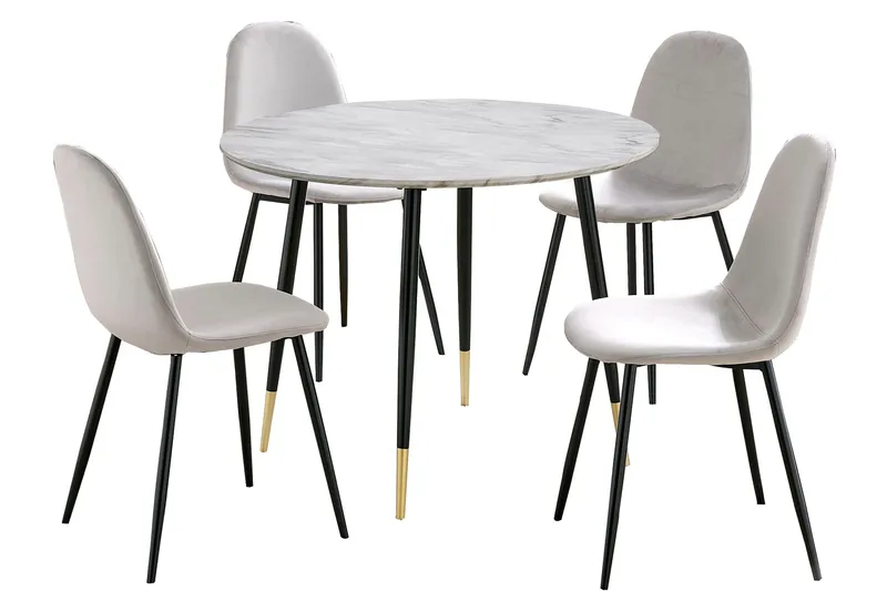 Oktoos Spisebordssæt 100 cm, Lysegrå/Hvid