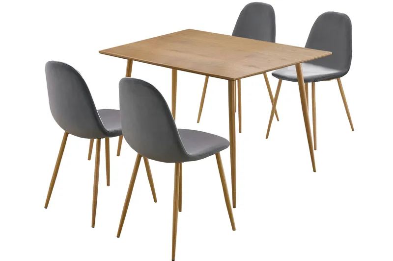 Oktoos Spisebordssæt 120 cm, Antracit/Natur