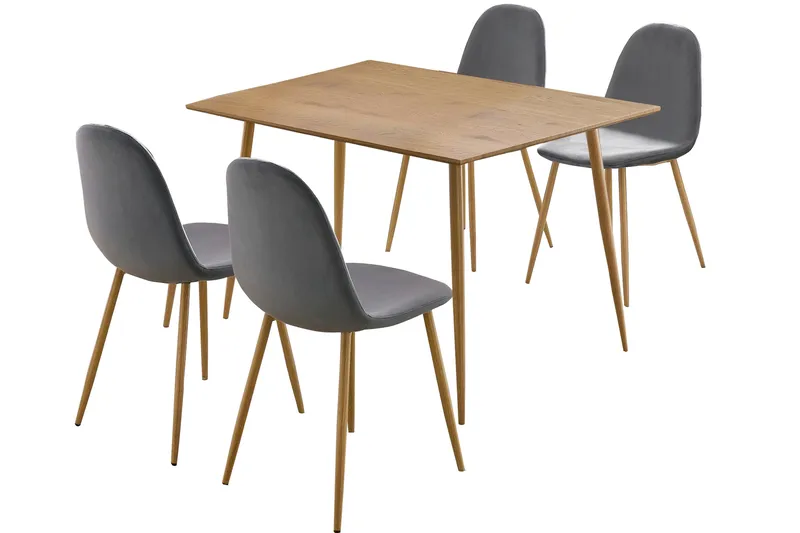 Oktoos Spisebordssæt 120 cm, Grå/Natur