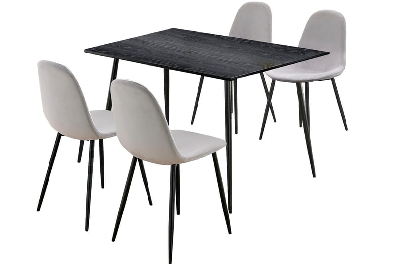 Oktoos Spisebordssæt 120 cm - Grå/Sort - Spisebordssæt