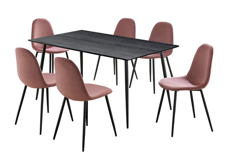 Oktoos Spisebordssæt 120 cm - Lyserød/Sort - Spisebordssæt