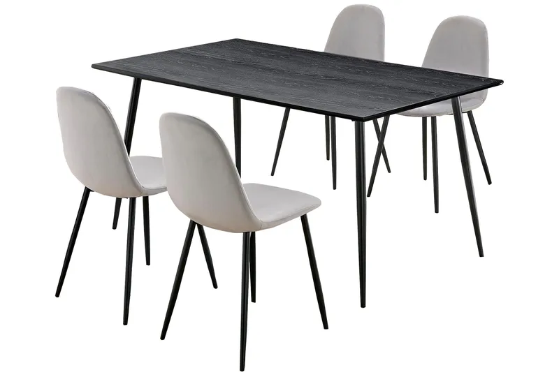 Oktoos Spisebordssæt 160 cm, Grå/Sort