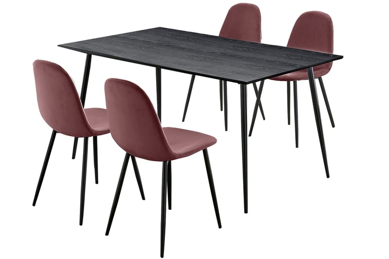 Oktoos Spisebordssæt 160 cm - Lyserød/Sort - Møbler - Borde - Spisebordssæt