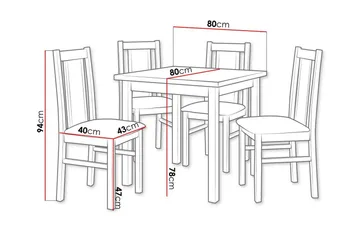 Patrickswell Kvadratisk Spisebordsgruppe 80x80 cm – Spisebord med 4 Spisebordsstole med Betrukket Ryg i Træ - Hvid|Sort - Møbler - Borde - Spisebordssæt