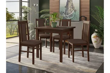 Patrickswell Kvadratisk Spisebordssæt 80x80 cm – Spisebord med 4 Spisestole med Betrukket Ryg i Træ - Mørkebrun|Brun - Møbler - Borde - Spisebordssæt