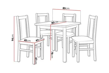 Patrickswell Kvadratisk Spisebordssæt 80x80 cm – Spisebord med 4 Spisestole med Betrukket Ryg i Træ - Mørkebrun|Grå - Møbler - Borde - Spisebordssæt