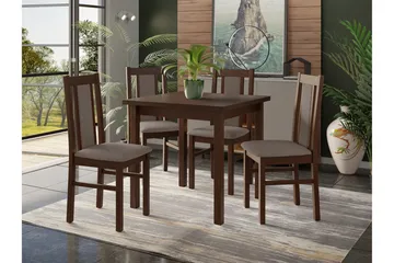 Patrickswell Kvadratisk Spisebordssæt 80x80 cm – Spisebord med 4 Spisestole med Betrukket Ryg i Træ - Mørkebrun|Gråbrun - Møbler - Borde - Spisebordssæt