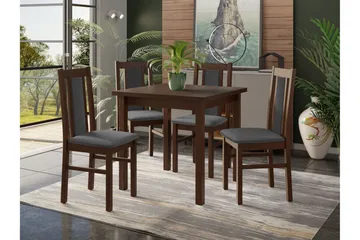 Patrickswell Kvadratisk Spisebordssæt 80x80 cm – Spisebord med 4 Spisestole med Betrukket Ryg i Træ - Mørkebrun|Mørkegrå - Møbler - Borde - Spisebordssæt