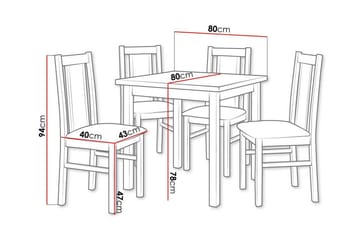 Patrickswell Kvadratisk Spisebordssæt 80x80 cm – Spisebord med 4 Spisestole med Betrukket Ryg i Træ - Mørkebrun|Olivengrøn - Møbler - Borde - Spisebordssæt