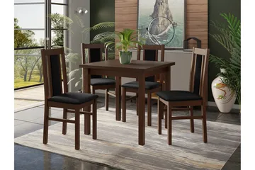 Patrickswell Kvadratisk Spisebordssæt 80x80 cm – Spisebord med 4 Spisestole med Betrukket Ryg i Træ - Mørkebrun|Sort - Møbler - Borde - Spisebordssæt