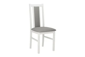 Patrickswell Kvadratisk Spisegruppe 80x80 cm – Spisebord med 4 Spisestole med Betrukket Ryg i Træ - Hvid|Grå - Møbler - Borde - Spisebordssæt