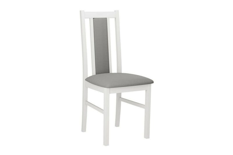 Patrickswell Kvadratisk Spisegruppe 80x80 cm – Spisebord med 4 Spisestole med Betrukket Ryg i Træ - Hvid|Grå - Møbler - Borde - Spisebordssæt