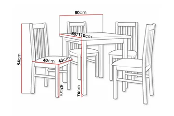 Patrickswell Kvadratisk Udtrækkeligt Spisebordssæt 80–110 cm – Spisebord med 4 Spisestole med Høj Sprosseryg i Træ - Natur|Brun - Møbler - Borde - Spisebordssæt