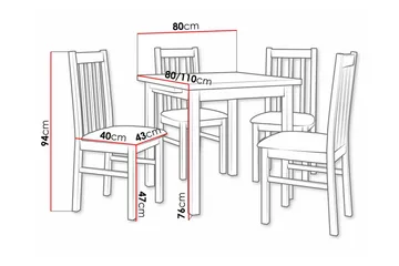Patrickswell Kvadratisk Udtrækkeligt Spisegruppe 80–110 cm – Spisebord med 4 Spisestole med Høj Sprosseryg i Træ - Hvid|Beige - Møbler - Borde - Spisebordssæt