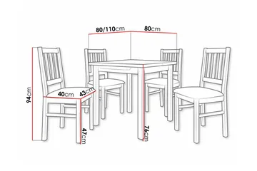Patrickswell Kvadratisk Udtrækkeligt Spisegruppe 80–110 cm – Spisebord med 4 Spisestole med Sprinklet Ryg i Træ - Natur|Olivengrøn - Møbler - Borde - Spisebordssæt