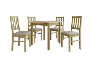 Patrickswell Kvadratisk Udtrækkeligt Spisegruppe 80–110 cm – Spisebord med 4 Spisestole med Sprosserygge i Træ - Natur|Beige - Møbler - Borde - Spisebordssæt