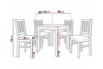 Patrickswell Kvadratisk Udtrækkeligt Spisegruppe 80–110 cm – Spisebord med 4 Spisestole med Sprosserygge i Træ - Natur|Beige - Møbler - Borde - Spisebordssæt