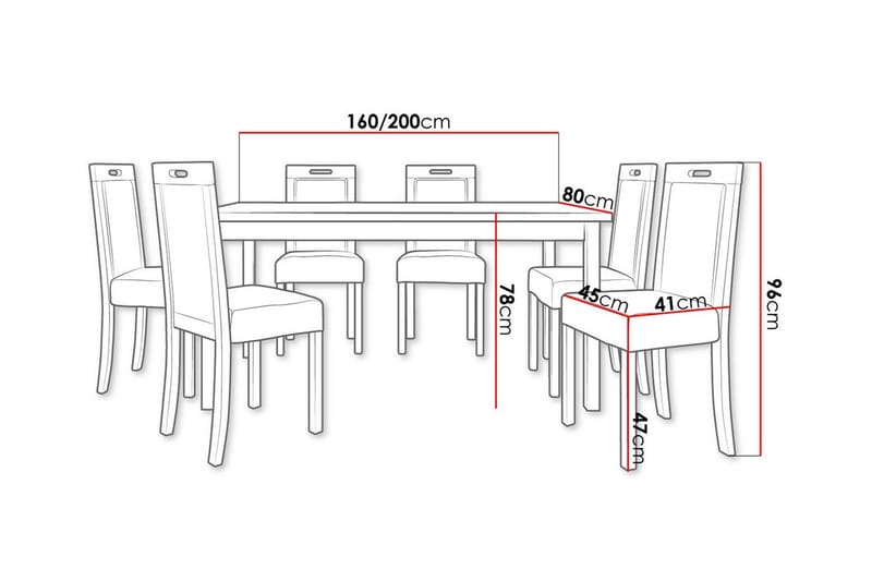 Patrickswell Rektangulær Udtrækkeligt Spisebordssæt 160–200 cm – Spisebord med 6 Spisestole med Betrukket Ryg i Træ - Hvid|Beige - Møbler - Borde - Spisebordssæt