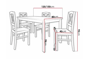 Patrickswell Rektangulært Udtrækkeligt Spisebordssæt 120–150 cm – Spisebord med Egeudseende og 4 Spisestole med Krydsryg i Træ - Sort|Natur - Møbler - Borde - Spisebordssæt