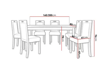 Patrickswell Rektangulært Udtrækkeligt Spisebordssæt 160–200 cm – Spisebord med 6 Spisestole med Betrukket Ryg i Træ - Mørkebrun|Beige - Møbler - Borde - Spisebordssæt