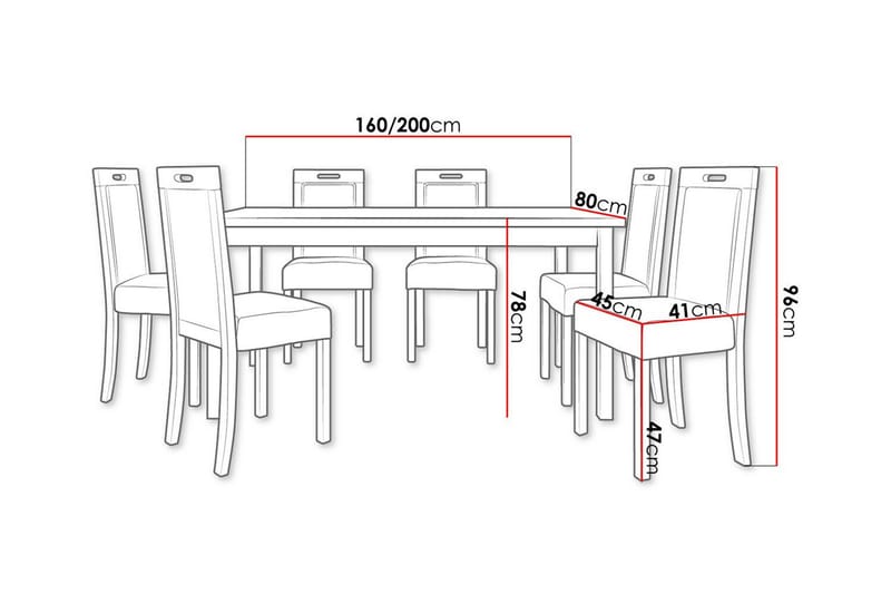 Patrickswell Rektangulært Udtrækkeligt Spisebordssæt 160–200 cm – Spisebord med 6 Spisestole med Betrukket Ryg i Træ - Natur|Beige - Møbler - Borde - Spisebordssæt