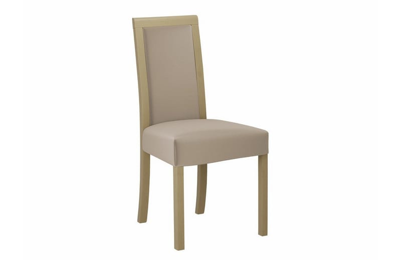 Patrickswell Rundt Spisebordssæt 100 cm – Spisebord med Hvid Bordplade og 4 Spisestole med Betrukket Ryg i Træ - Natur|Beige - Møbler - Borde - Spisebordssæt