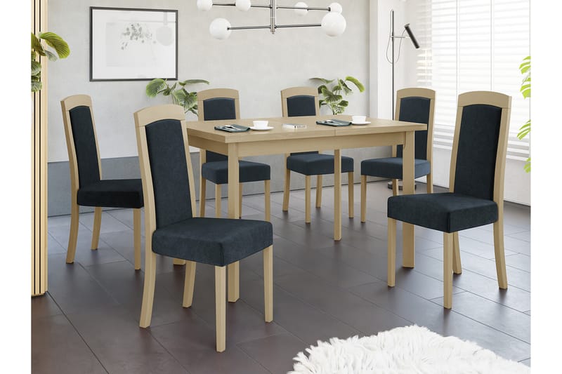 Patrickswell Spisegruppe - Sort/træ - Møbler - Borde - Spisebordssæt