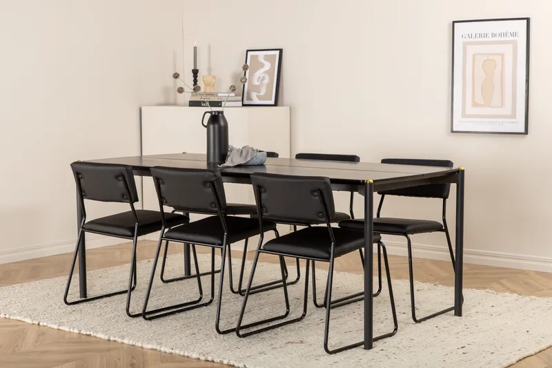 Pelle spisebord med 6 Kenth Spisebordsstol, undefined