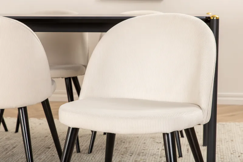 Pelle spisebord med 6 Velvet Spisebordsstol - Møbler - Borde - Spisebordssæt