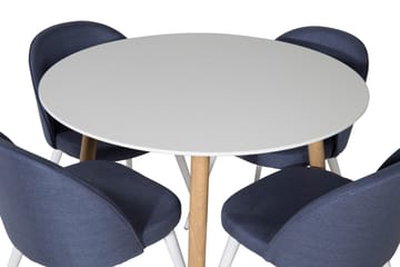 Pelle Spisebordssæt 100 cm Rund inkl 4 Sedavi Stole - Hvid/Natur/Sort - Møbler - Borde - Spisebordssæt