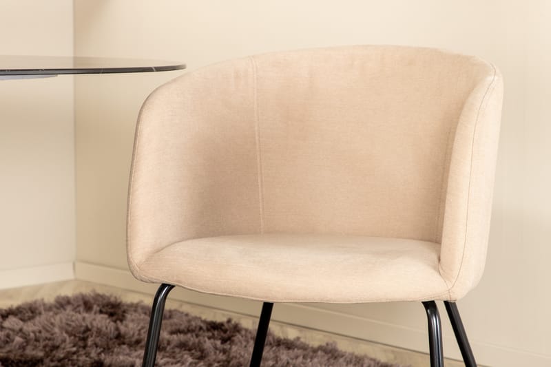 Pillan Spisebordssæt 180 cm Oval inkl 4 Berita Stole - Marmor/Sort/Beige - Møbler - Borde - Spisebordssæt