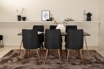 Pipi Spisebordssæt 190 cm inkl 6 Campomar Stole - Sort/Kobber/Brun - Møbler - Borde - Spisebordssæt