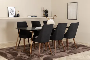 Pipi Spisebordssæt 190 cm inkl 6 Campomar Stole - Sort/Kobber/Brun - Møbler - Borde - Spisebordssæt