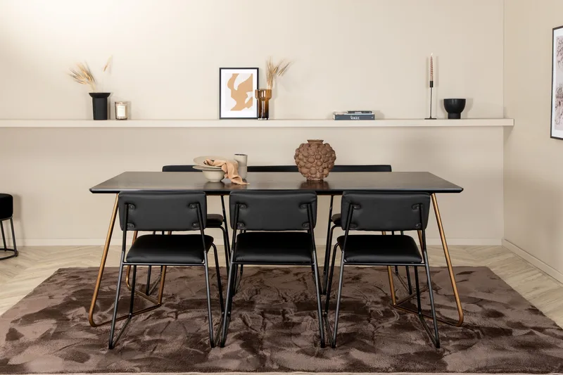 Pipi Spisebordssæt 190 cm inkl 6 Kenth Stole - Sort/Kobber - Møbler - Borde - Spisebordssæt
