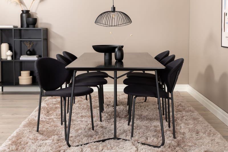 Pipi Spisebordssæt 190 cm inkl 6 Moncoll Stole, Sort