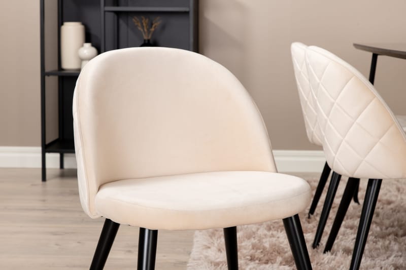 Pipi Spisebordssæt 190 cm inkl 6 Velvets Stole - Sort - Møbler - Borde - Spisebordssæt