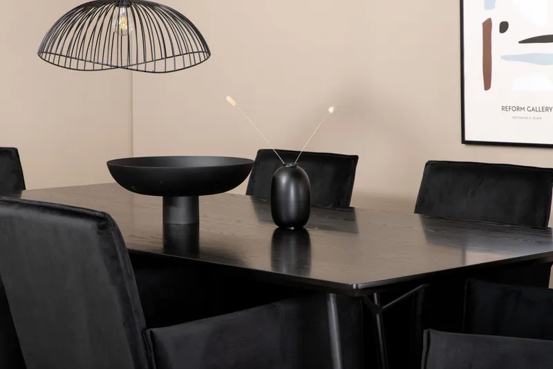 Pipi Spisebordssæt 190 cm inkl 6 Pipi Stole - Sort/Kobber - Møbler - Borde - Spisebordssæt