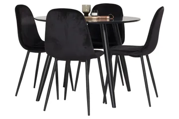 Plaza Spisebordssæt 100 cm Rund med 4 Polar Stole - Sort - Møbler - Borde - Spisebordssæt