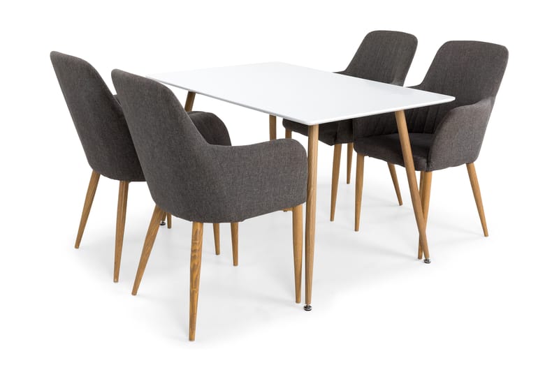 Pontus Spisebordssæt med 4 st Casper Stole - Mørkegrå/Hvid - Spisebordssæt