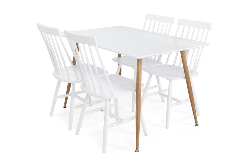 Pontus Spisebordssæt med 4 st Lowa Stole - Hvid - Spisebordssæt