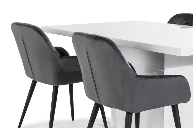 Ratliff Spisebord 160 cm  4 stk Giovanni Stol Velour - Møbler - Borde - Spisebordssæt