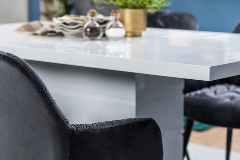 Ratliff Spisebord 160 cm  4 stk Giovanni Stol Velour - Møbler - Borde - Spisebordssæt